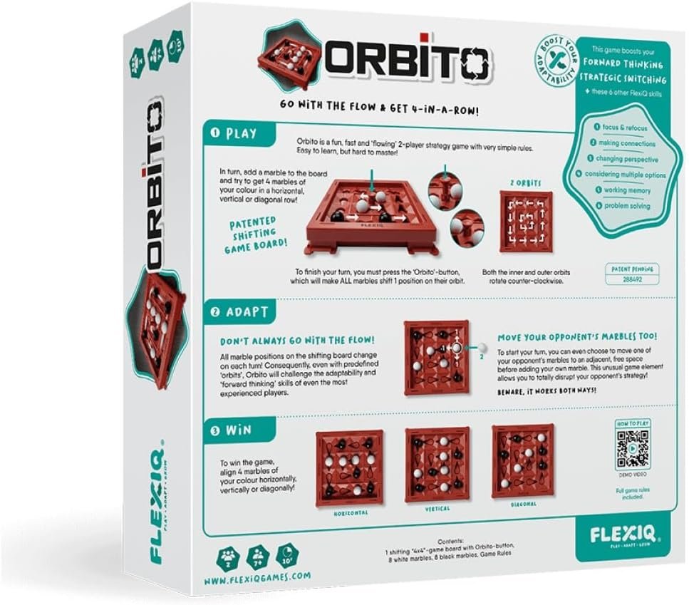 Orbito Board Game - Strategy Game for Kids and Adults, Fun Family Game Night Entertainment, Ages 7+, 2 Players, 10-Minute Playtime, Made by FlexiQ