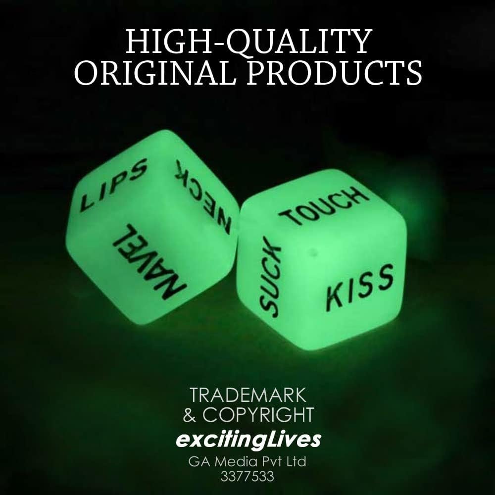 Glow in The Dark Love Dice - for Couple, Anniversary, Valentines Day, Gift for Him, Her, Husband, Wife, Boyfriend, Girlfriend