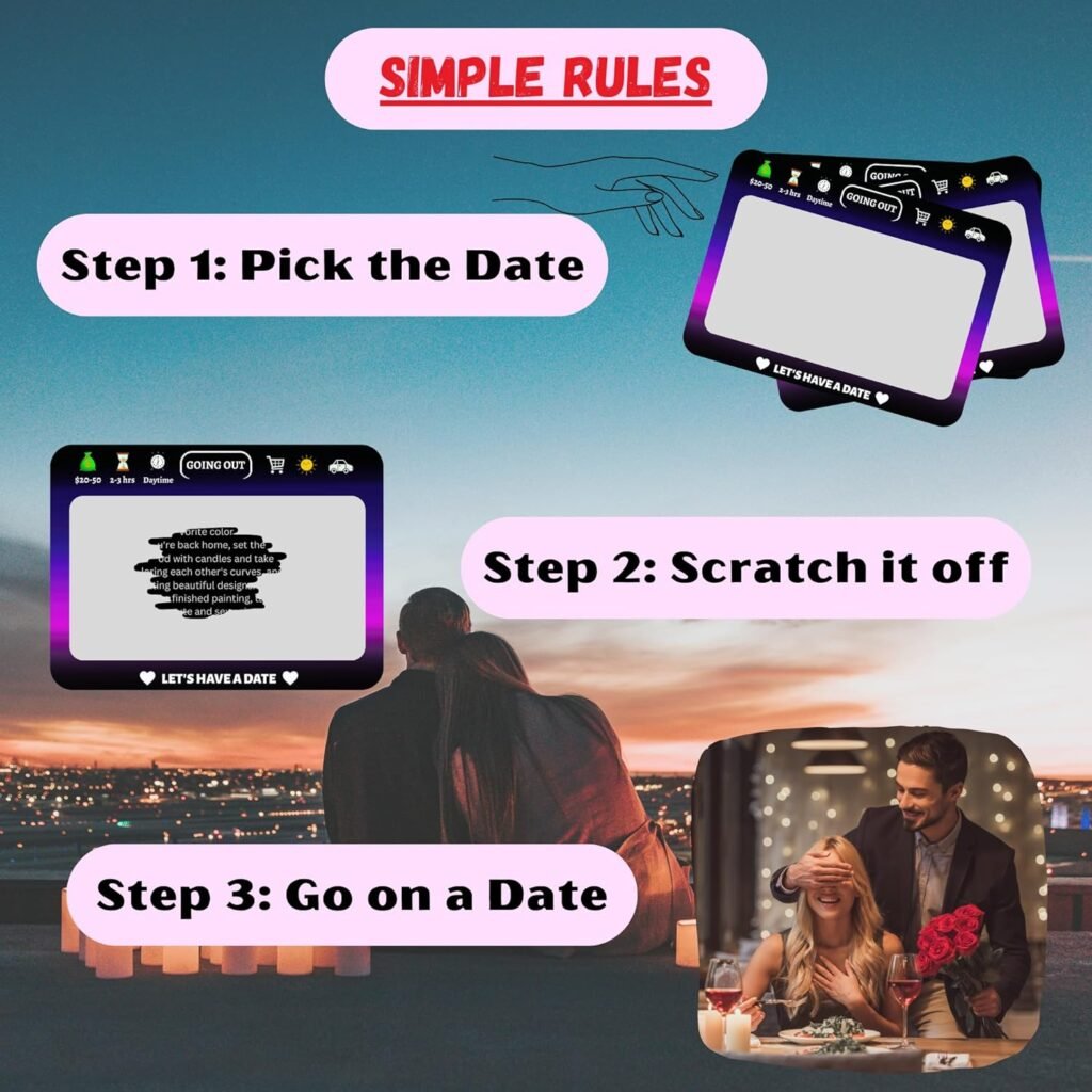 Lets Have A Date - Fun  Romantic Date Night Ideas for Couples - 40 Scratch Off Cards for a Couple - Relationship Card Games