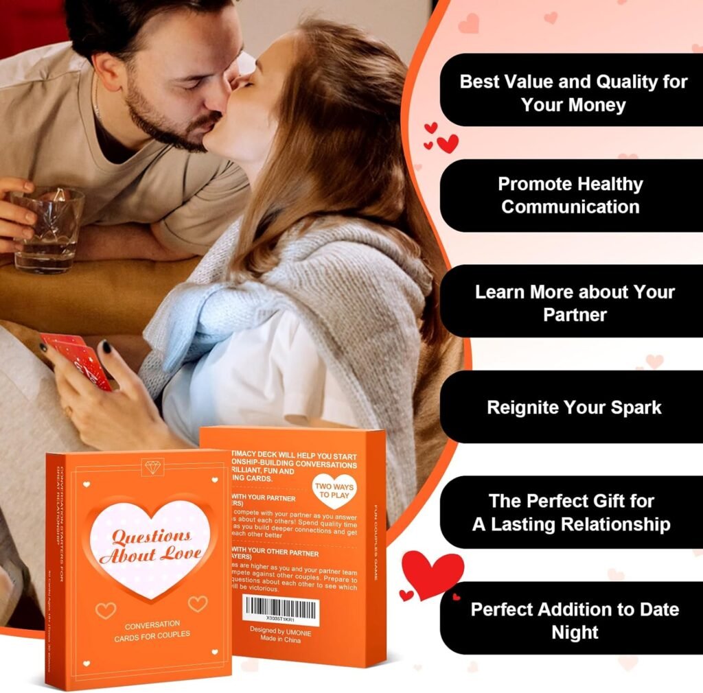 Conversation Cards for Couples, Fun Questions Couples Games for Date Night, Cards Game for Couples to Strengthen Relationships, Romance, Trust - Valentines Day Couples Gifts for Him/Her/Them