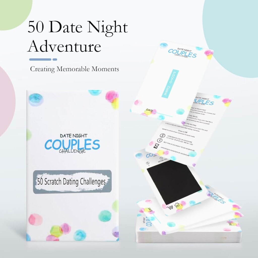 50 Date Ideas Couples Card Games for Date Night-Unique Adventure Challenge Scratch Off Date Night Ideas,Engagement Gifts for Couples