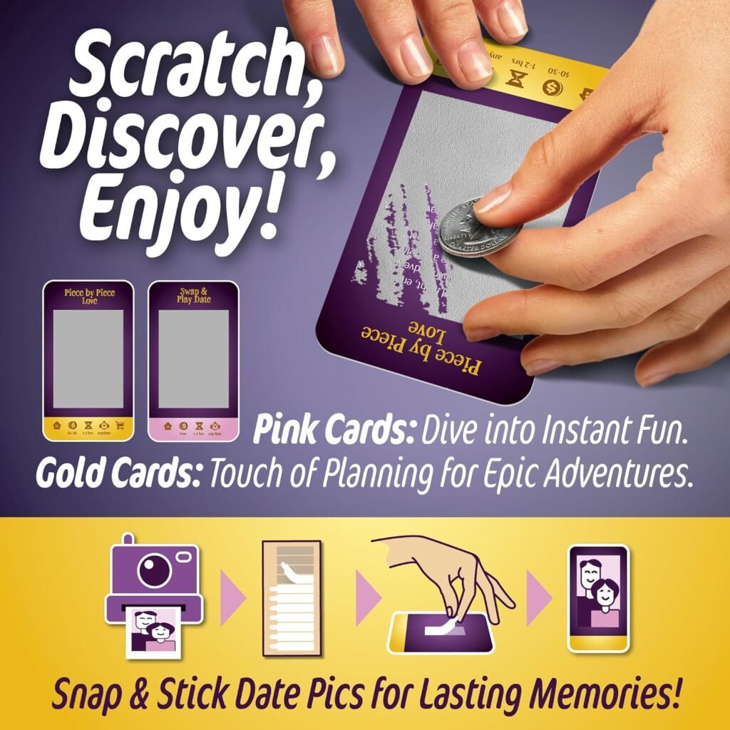 52 Scratch Off Date Night Ideas - Fun Scratch Off Cards Games with Photo Keepsakes - No Extensive Prep Needed Date Night Ideas - A Thoughtful Gift to Reconnect