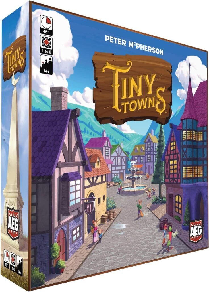 Tiny Towns - Award-winning Board Game, Base Set, 1-6 Players, 45-60 min Play Time, Strategy Board Game for Ages 14 and Up, Cleverly Plan  Construct a Thriving Town, Alderac Entertainment Group (AEG)